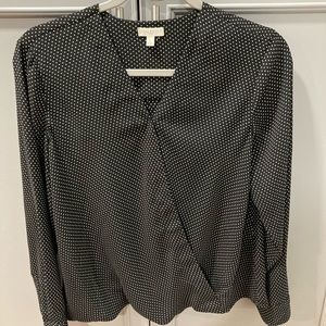 Talbots Black & White Polka Dot Dress Blouse sz S
